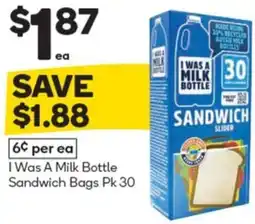 Woolworths I Was A Milk Bottle Sandwich Bags Pk 30 offer