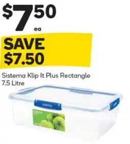 Woolworths Sistema Klip It Plus Rectangle 7.5 Litre offer
