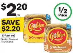 Woolworths Golden Crumpet Rounds Pk 6 offer