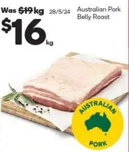 Woolworths Australian Pork Belly Roast offer