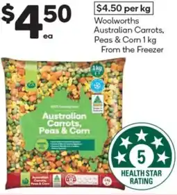 Woolworths Woolworths Australian Carrots, Peas & Corn 1 kg offer