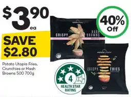 Woolworths Potato Utopia Fries, Crunchies or Hash Browns 500-700g offer