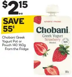 Woolworths Chobani Greek Yogurt Pot or Pouch 140-160g offer