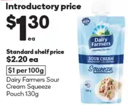 Woolworths Dairy Farmers Sour Cream Squeeze Pouch 130g offer