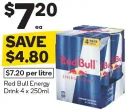 Woolworths Red Bull Energy Drink 4 x 250ml offer