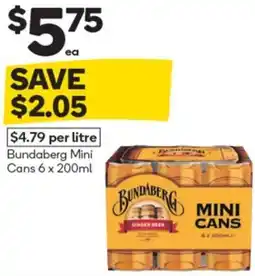 Woolworths Bundaberg Mini Cans 6 x 200ml offer
