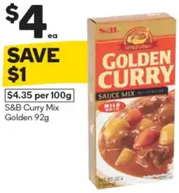 Woolworths S&B Curry Mix Golden 92g offer