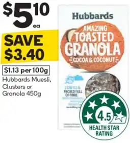 Woolworths Hubbards Muesli, Clusters or Granola 450g offer