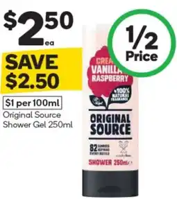 Woolworths Original Source Shower Gel 250ml offer