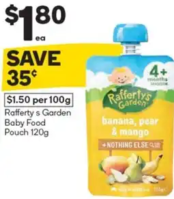 Woolworths Rafferty s Garden Baby Food Pouch 120g offer