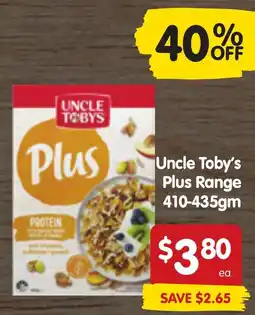 Uncle Toby's Plus Range 410-435gm
