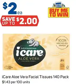 Foodland iCare Aloe Vera Facial Tissues 140 Pack offer