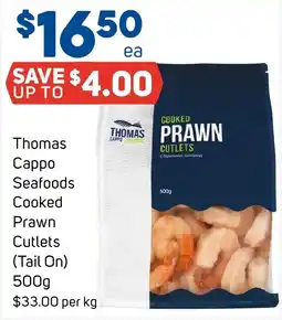 Foodland Thomas Cappo Seafoods Cooked Prawn Cutlets 500g offer
