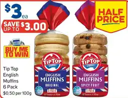 Foodland Tip Top English Muffins 6 Pack offer