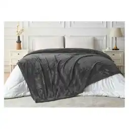 Woolworths LINENOVA Soft Cozy Fleece Throw Blanket 220x240cm – Charcoal offer