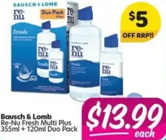 Bausch & Lomb Re-Nu Fresh Multi Plus 355ml+Duo 120ml