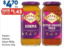 Foodland Patak's Simmer Sauce 450g offer