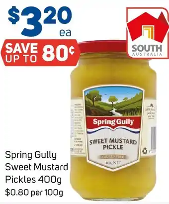 Foodland Spring Gully Sweet Mustard Pickles 400g offer