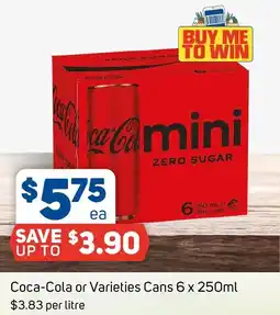 Foodland Coca-Cola or Varieties Cans 6 x 250ml offer