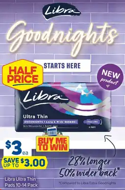 Foodland Libra Ultra Thin Pads 10-14 Pack offer