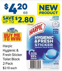 Foodland Harpic Hygienic & Fresh Sticker Toilet Block 2 Pack offer