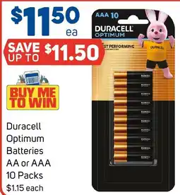 Foodland Duracell Optimum Batteries AA or AAA 10 Packs offer