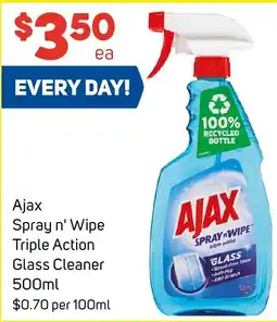 Foodland Ajax Spray n' Wipe Triple Action Glass Cleaner 500ml offer