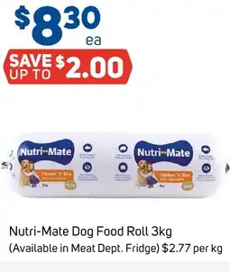 Foodland Nutri-Mate Dog Food Roll 3kg offer