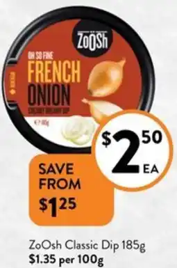 Foodworks Zoosh Classic Dip 185g offer