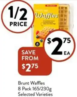 Foodworks Brunt Waffles 8 Pack 165/230g Selected Varieties offer