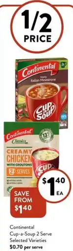Foodworks Continental Cup-a-Soup 2 Serve Selected Varieties offer