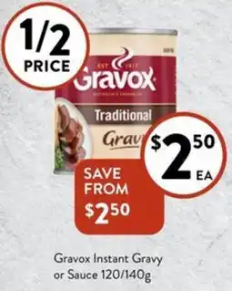 Foodworks Gravox Instant Gravy or Sauce 120/140g offer