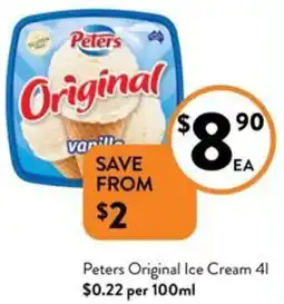 Foodworks Peters Original Ice Cream 4L offer