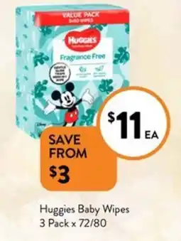 Foodworks Huggies Baby Wipes 3 Pack x 72/80 offer