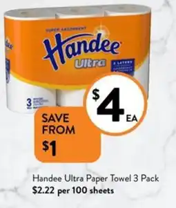 Foodworks Handee Ultra Paper Towel 3 Pack offer