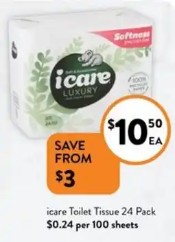 Foodworks icare Toilet Tissue 24 Pack offer