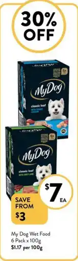 Foodworks My Dog Wet Food 6 Pack x 100g offer