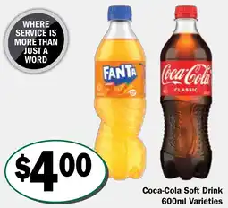 Friendly Grocer Coca-Cola Soft Drink 600ml Varieties offer
