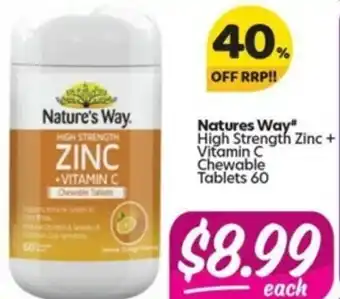 Your Discount Chemist Nature's Way High Strength Zinc+Vitamin Chewable 60 Tablets offer