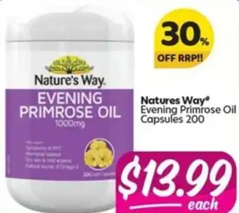 Your Discount Chemist Nature's Way Evening Primrose Oil 1000mg 200 Capsules offer
