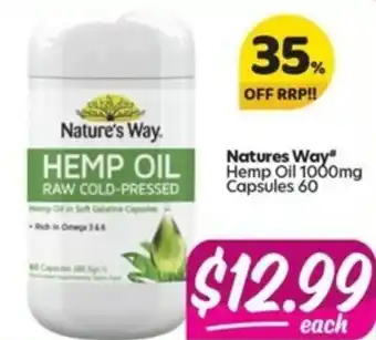 Your Discount Chemist Nature's Way Hemp Oil 1000mg 60 Capsules offer