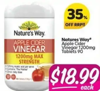 Your Discount Chemist Nature's Way Apple Cider Vinegar 1200mg 90 Tablets offer