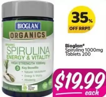 Your Discount Chemist Bioglan Organic Spirulina 1000mg 200 Tablets offer