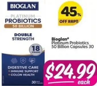 Your Discount Chemist Bioglan Platinum Probiotics 30 Capsules offer