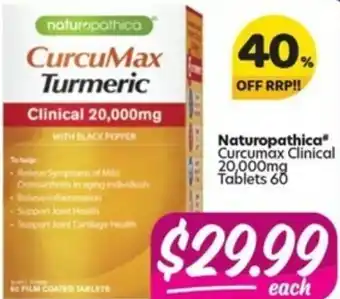 Your Discount Chemist Naturopathica CurcuMax Turmeric 20,000mg 60 Capsules offer