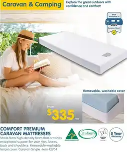 Clark Rubber COMFORT PREMIUM CARAVAN MATTRESSES offer
