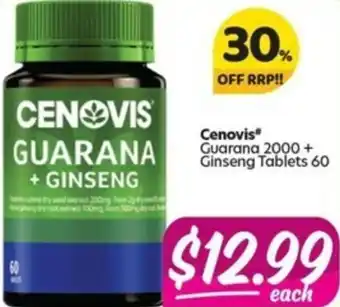 Your Discount Chemist Cenovis Guarana+Ginseng 60 Tablets offer