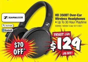 JB Hi-Fi Sennheiser HD 350BT Over-Ear Wireless Headphones offer