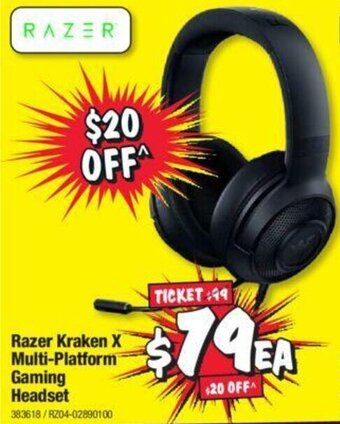 JB Hi-Fi Razer Kraken X Multi-Platform Gaming Headset offer