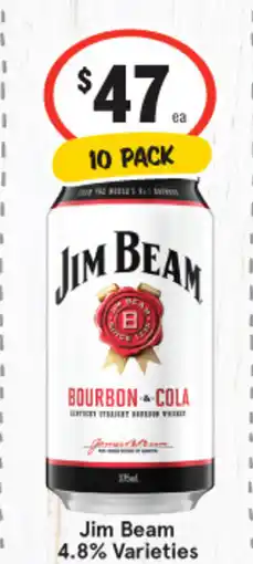 IGA Liquor Jim Beam 4.8% Varieties offer